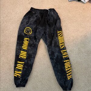 woman’s Black and Yellow Graphic Joggers